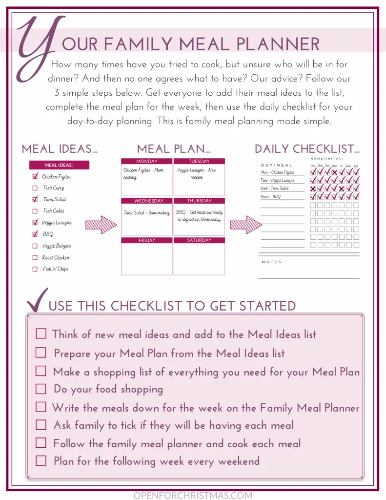 Your Family Meal Planner - Resource Library - Open for Christmas