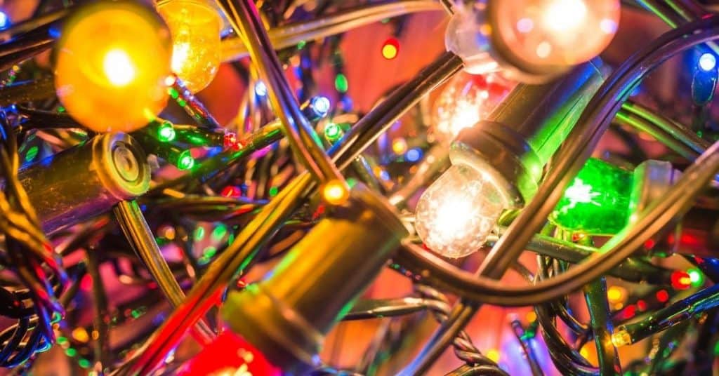 Close up photo of LED multicoloured Christmas lights - Open for Christmas