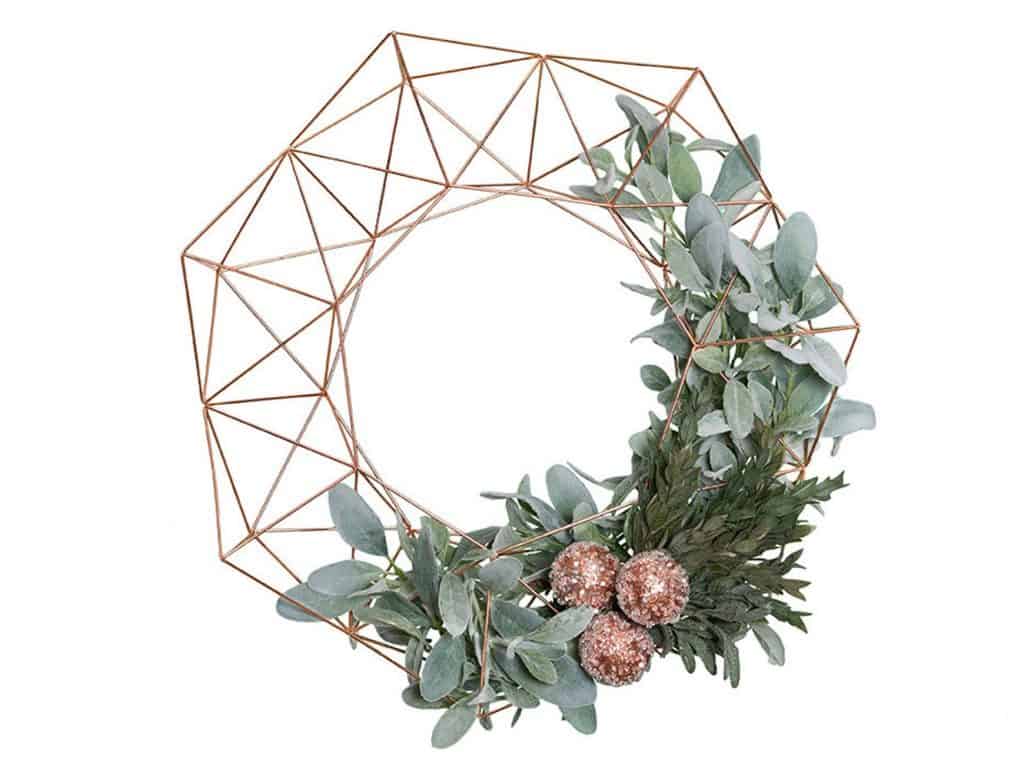 Rose Gold Holiday Modern Christmas Wreath - Open for Christmas